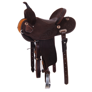 Burns Chocolate RO Barrel Saddle w/ Deluxe Snake-MW 